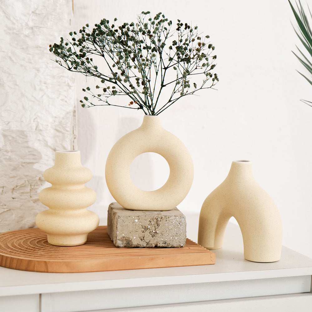 Conjunto de 3 vasos de cerâmica, vaso minimalista escandinavo para decoração de casa, escritório, café
