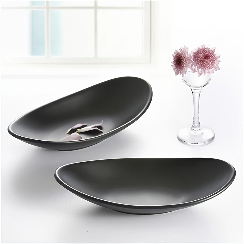 Um Elegante Porta-Joias e Porta-Chaves Oval Preto, uma Caixa de Armazenamento em Melamina Fashion, Perfeita para Anéis, Chaves e Ornamentos, Ideal para Várias Festas. (Não Adequado para Contacto com Alimentos)