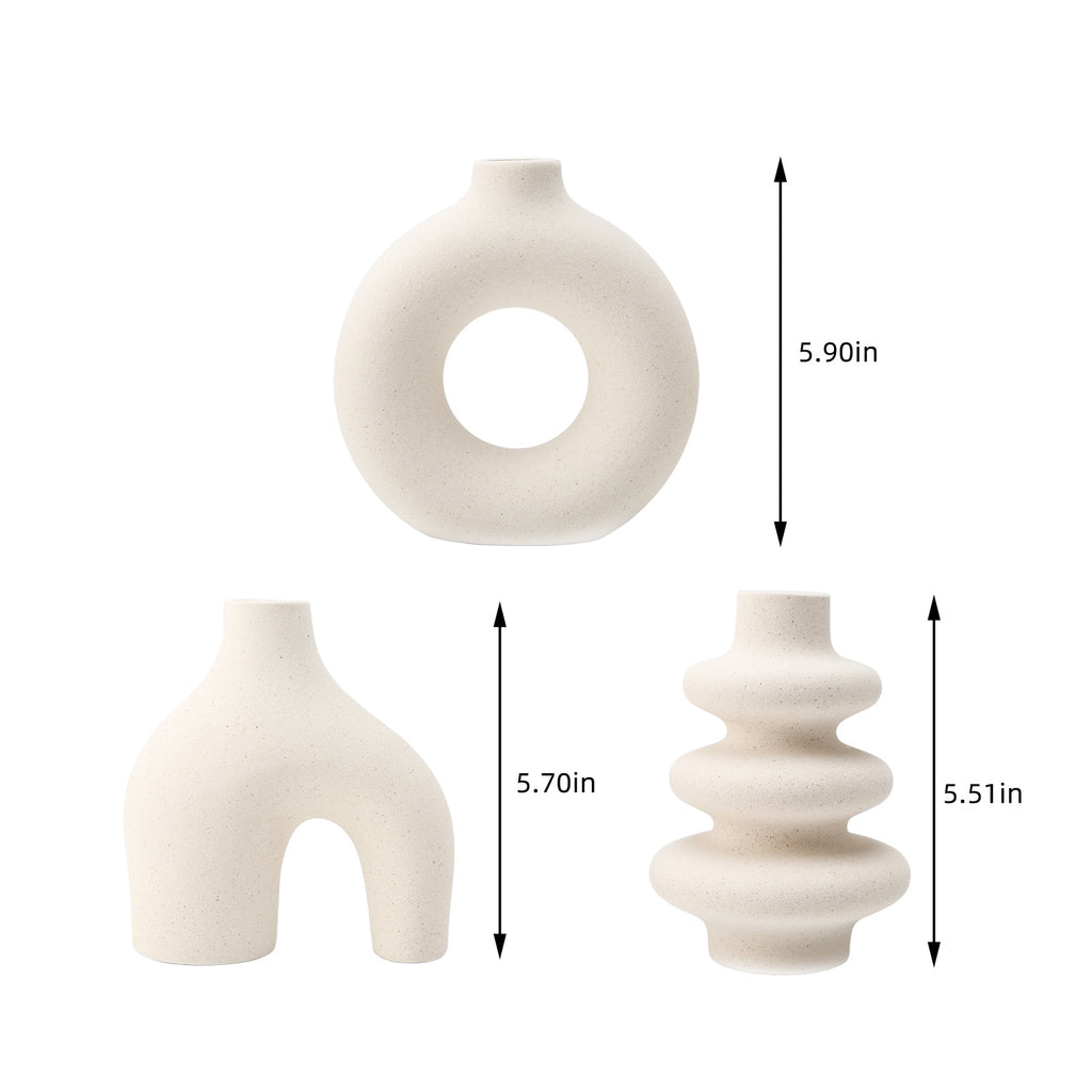 Conjunto de 3 vasos de cerâmica, vaso minimalista escandinavo para decoração de casa, escritório, café