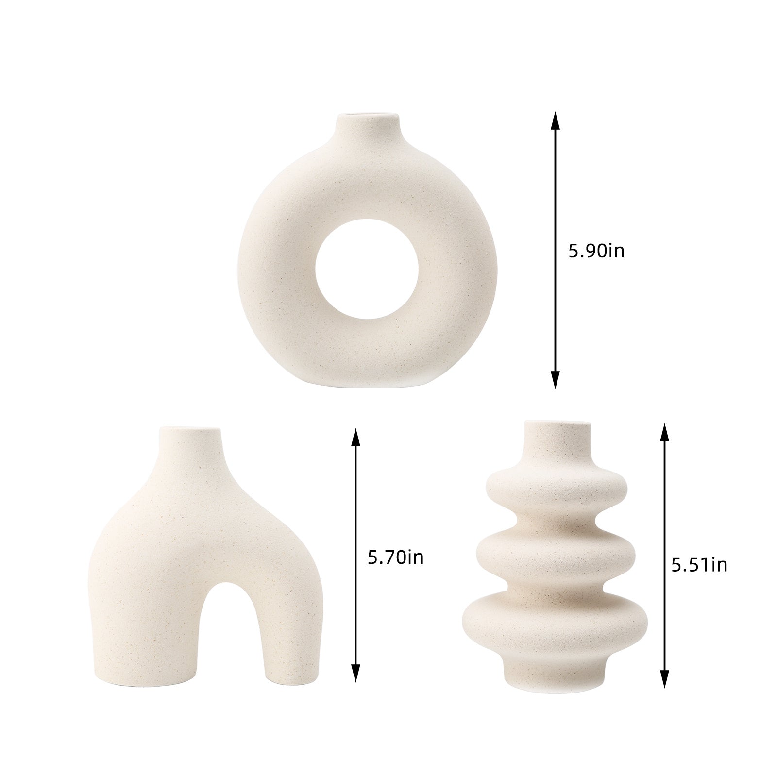 Conjunto de 3 vasos de cerâmica, vaso minimalista escandinavo para decoração de casa, escritório, café