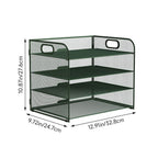 Organizador de secretária multifuncional de 3/4/5 níveis com pega, bandeja para documentos, organizador de secretária em malha, bandeja de armazenamento, rack de ordenação de pastas, organizador de cosméticos, perfeito para escritórios, escolas e casas (Verde)