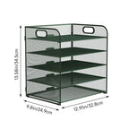 Organizador de secretária multifuncional de 3/4/5 níveis com pega, bandeja para documentos, organizador de secretária em malha, bandeja de armazenamento, rack de ordenação de pastas, organizador de cosméticos, perfeito para escritórios, escolas e casas (Verde)