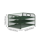 Organizador de secretária multifuncional de 3/4/5 níveis com pega, bandeja para documentos, organizador de secretária em malha, bandeja de armazenamento, rack de ordenação de pastas, organizador de cosméticos, perfeito para escritórios, escolas e casas (Verde)