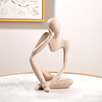 Mini Estátua Criativa de Pensador em Arenito, Estilo Europeu de Luxo Leve, Figura Abstrata em Resina, Ornamentos Artesanais para Estante de Escritório, Decorações para Sala de Estar, Varanda, Ornamentos de Secretária