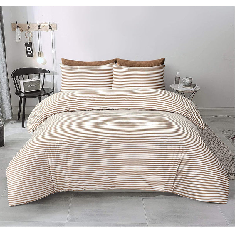 Conjunto de cama com 3 peças, em microfibra, com padrão de listras, com fronha e 2 alças, com fronhas, para quarto de casal, quarto de hóspedes, decoração de quarto, roupa de cama