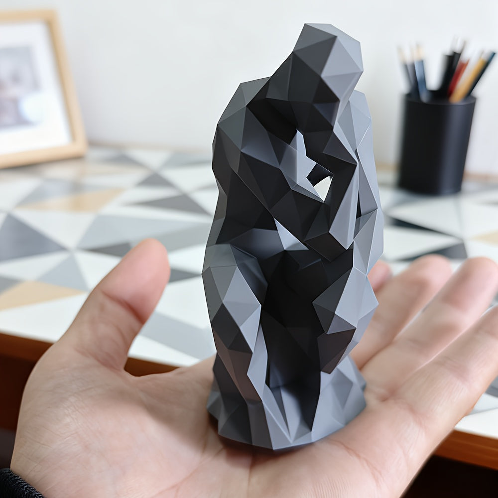 Estátua de Peça Cinza Homem Pensativo - Decoração para Mesa, Entrada, Escritório, Presente de Feriado e Aniversário