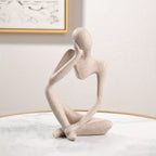 Mini Estátua Criativa de Pensador em Arenito, Estilo Europeu de Luxo Leve, Figura Abstrata em Resina, Ornamentos Artesanais para Estante de Escritório, Decorações para Sala de Estar, Varanda, Ornamentos de Secretária